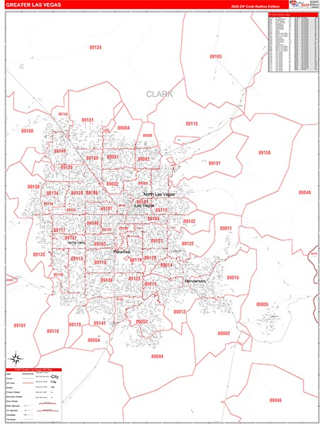 Greater Las Vegas Metro Area Wall Map